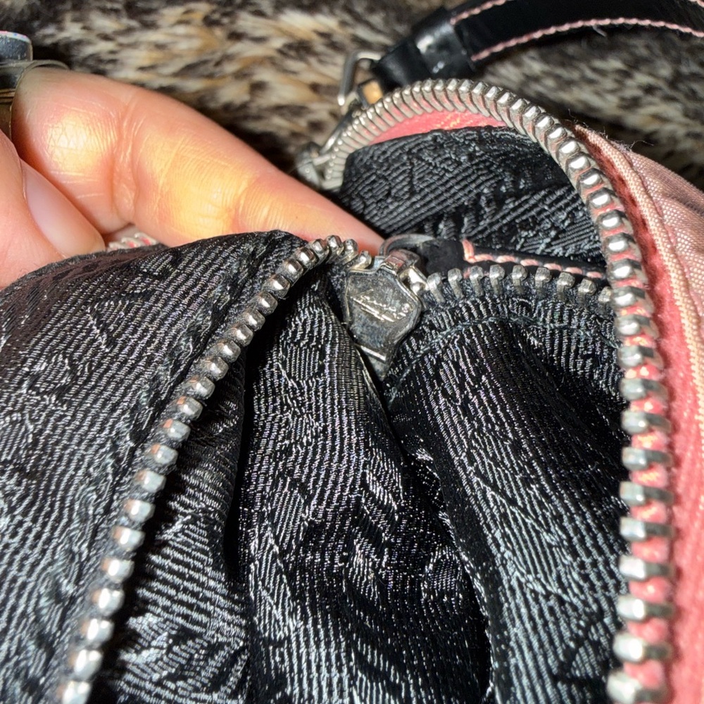 Prada Vintage Pink Nylon Bag Trimmed in Black Leather Used - Picture 6 of 16